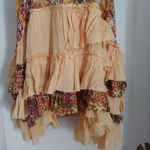 Free People One Yellow/Red/Green Sleeveless Tiered Ruffle Dress XS - Picture 5 of 16
